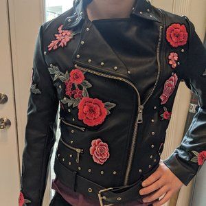 Bagatelle Faux Leather Jacket with Applique